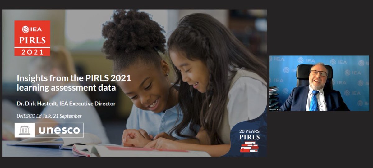 iea_education's tweet image. Today, IEA&apos;s Dirk Hastedt presented at @UNESCO&apos;s #EdTalk on insights from #PIRLS2021.📚

Thank you to the ED Talk team for the invitation. It was a great session with valuable questions from attendees.

Read more about #PIRLS2021 here: iea.nl/studies/iea/pi…