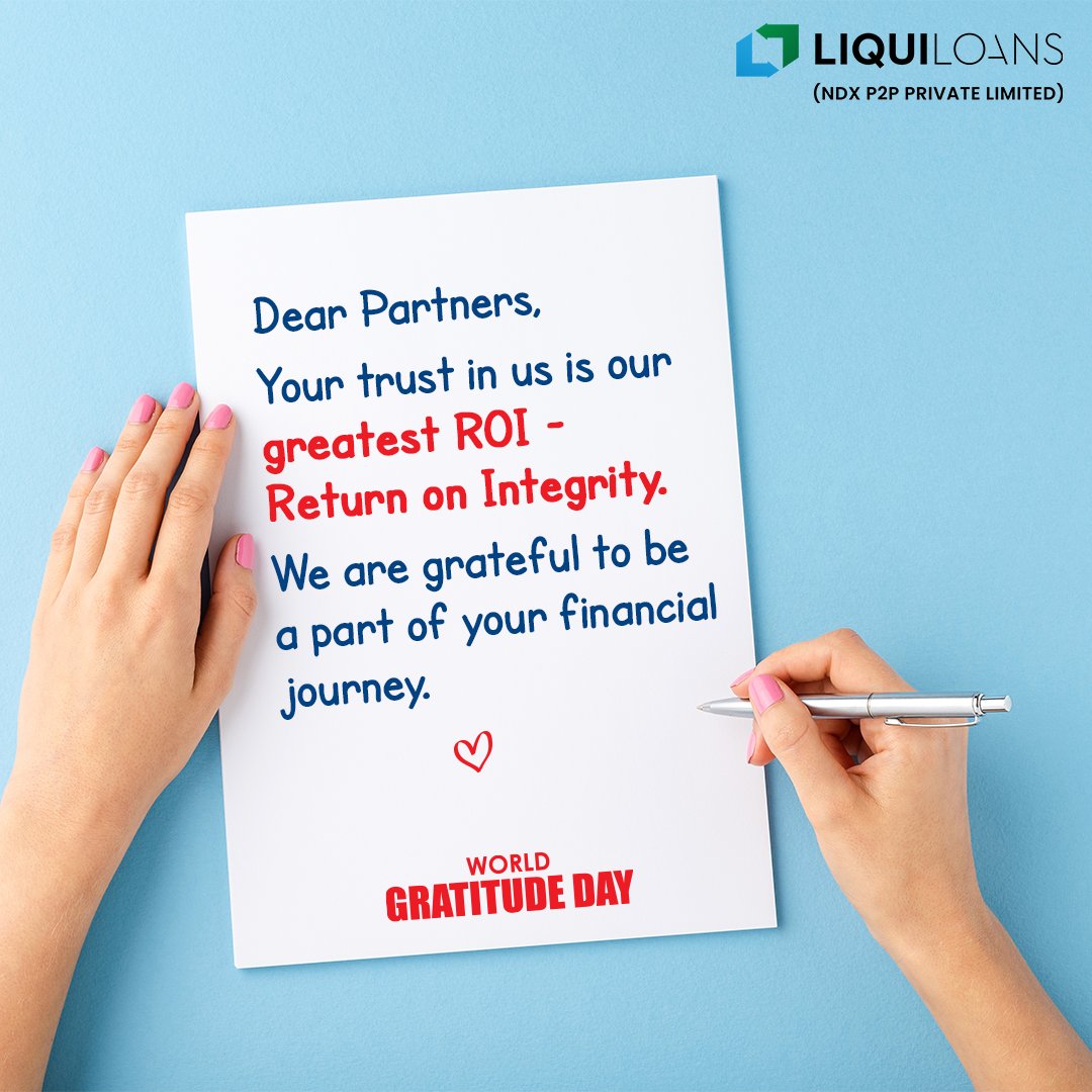 LiquiLoans's tweet photo. In Finance, ROI = Return on Investment

For LiquiLoans, ROI = Trust and Support Earned from our Esteemed Partners!

#LiquiLoans #WorldGratitudeDay #Topical #GratitudeDay #NoVolatility #StableReturns #Stability #P2P #Investment #HigherReturns #ConsistentReturns https://t.co/X3pDLcwDWr