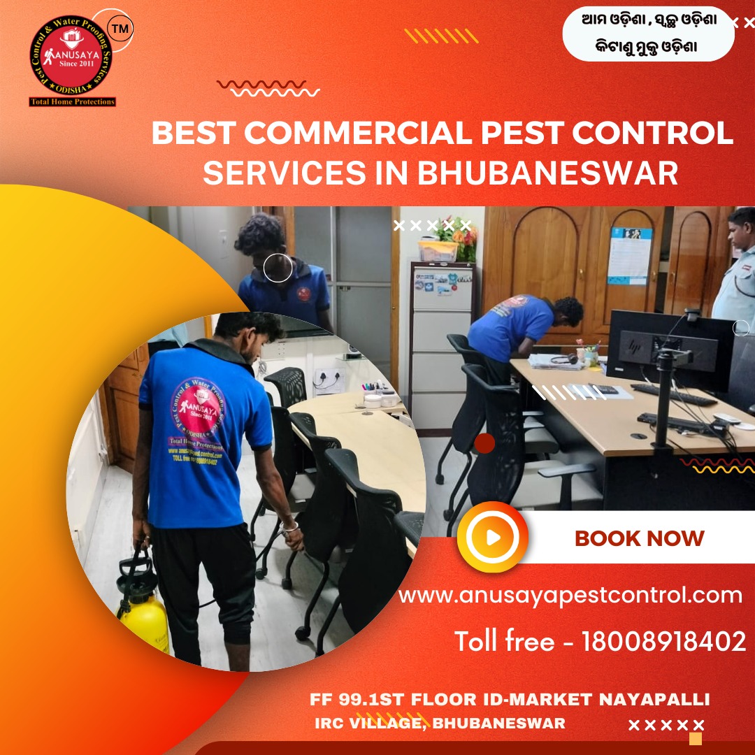 Anusaya Pest Control, a trusted name in Bhubaneswar, offers top-notch commercial pest control services. With a relentless commitment to ensuring pest-free environments for businesses, they employ advanced techniques and eco-friendly solutions. 
#commercialservice
#pestcontrol