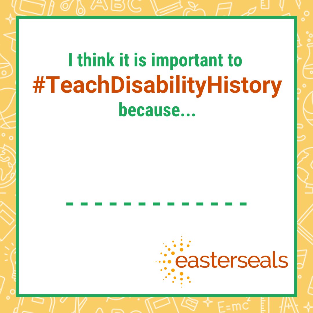 eastersealshq's tweet photo. Click the link below to learn more about @EastersealsMA's Teach Disability History campaign or use our template to share why you think it is important to #TeachDisabilityHistory!
https://t.co/guSRlaeTE9 https://t.co/qozr0OaSb1