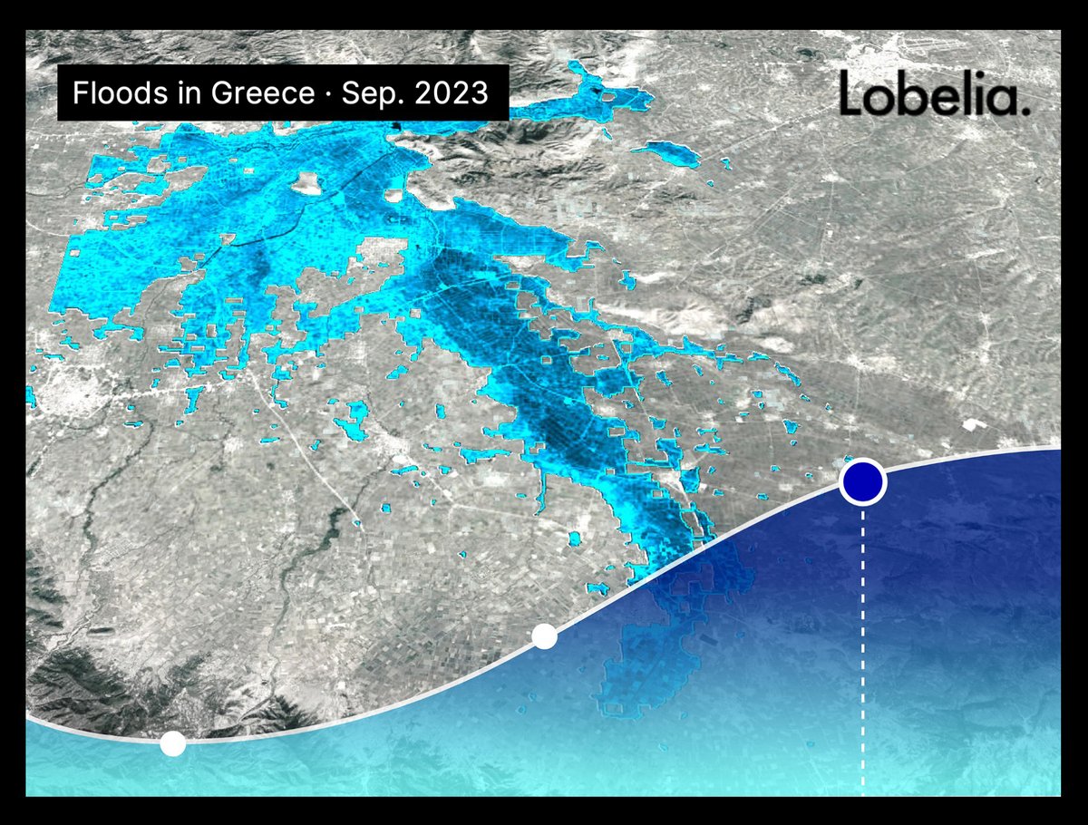 🌪️ The consequences of storm #Daniel are a sadly representative example of the #ExtremeEvents which will increase with #ClimateChange. In #Greece, more than 2 years' worth of rain fell in 12 hours, flooding 73K Ha. Such massive precipitations are exceptional. 🧵 1/5