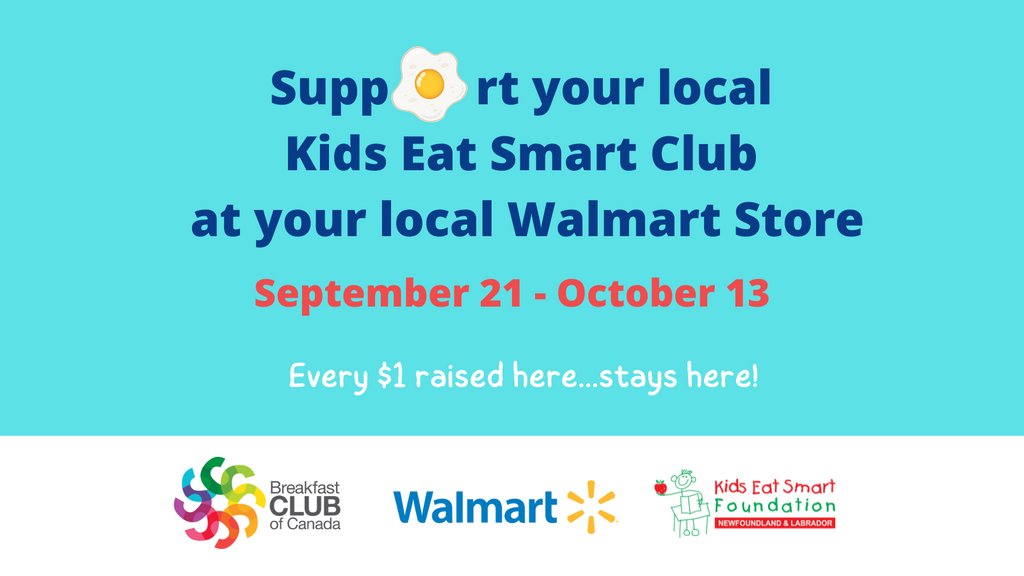 Kids Eat Smart (@kidseatsmartnl) on Twitter photo From now until October 13th, you can support your local Kids Eat Smart Clubs when visiting your local <a href="/WalmartCanada/">Walmart Canada</a> through their <a href="/BreakfastCanada/">Breakfast Club of Canada</a> Campaign.
Just $1 provides breakfast for a child. Every dollar raised here in NL…stays here.
#EveryDollarCounts From now until October 13th, you can support your local Kids Eat Smart Clubs when visiting your local <a href="/WalmartCanada/">Walmart Canada</a> through their <a href="/BreakfastCanada/">Breakfast Club of Canada</a> Campaign.
Just $1 provides breakfast for a child. Every dollar raised here in NL…stays here.
#EveryDollarCounts