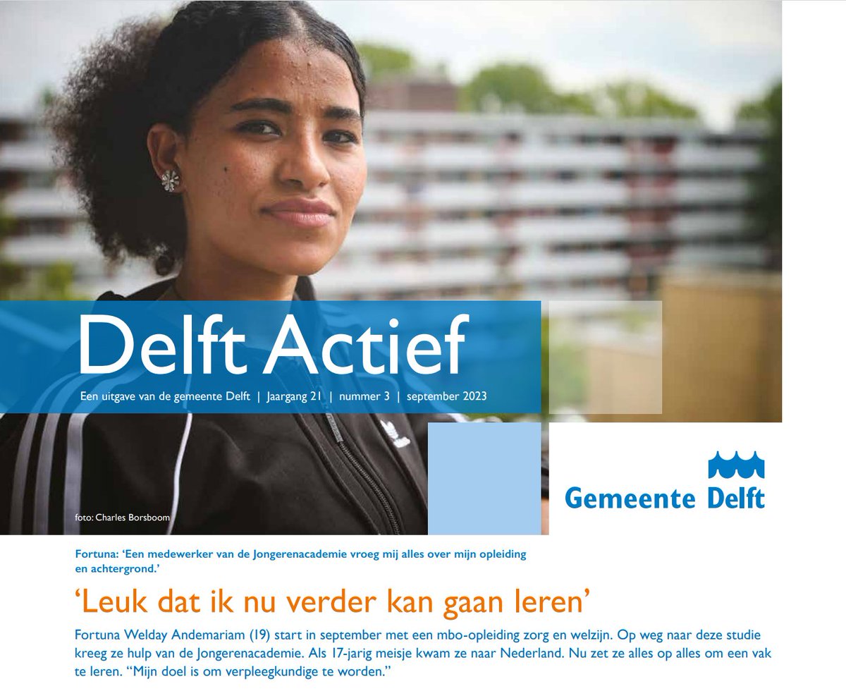 Wat betekent de #Jongerenacademie voor jongeren? Deze maand vertelt Fortuna erover in de Delft Actief, het blad voor Delftenaren met een uitkering. Fortuna legt uit hoe jongerenconsulent Natalie haar hielp om haar leven in Nederland op de rit te krijgen. delft.nl/sites/default/…