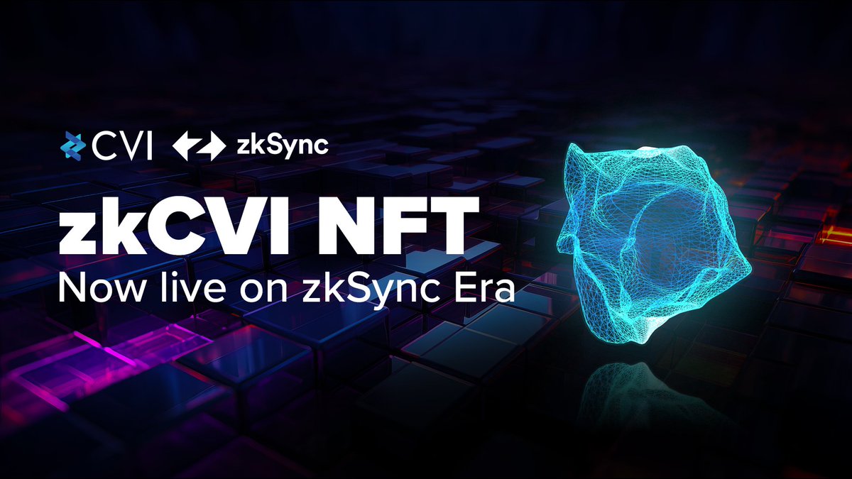 📣 Exciting News 📣
CVI just launched a new feature on <a href="/zksync/">ZKsync</a> Era! 🔥

Experience cutting-edge account abstraction technology, mint zkCVI NFTs on zkSync Era, and shape the future of #DeFi with CVI.

Learn more 👉 cviofficial.medium.com/cvi-pre-deploy…

#PayGasWithGovi
#EmbraceVolatility
#GOVI