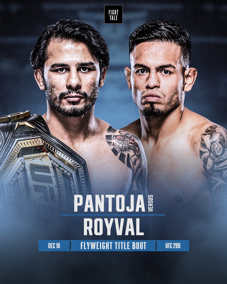 FightTale's tweet photo. ICYMI: Alexandre Pantoja will defend his UFC flyweight title against Brandon Royval at UFC 296. #UFC https://t.co/3k0K66tnao