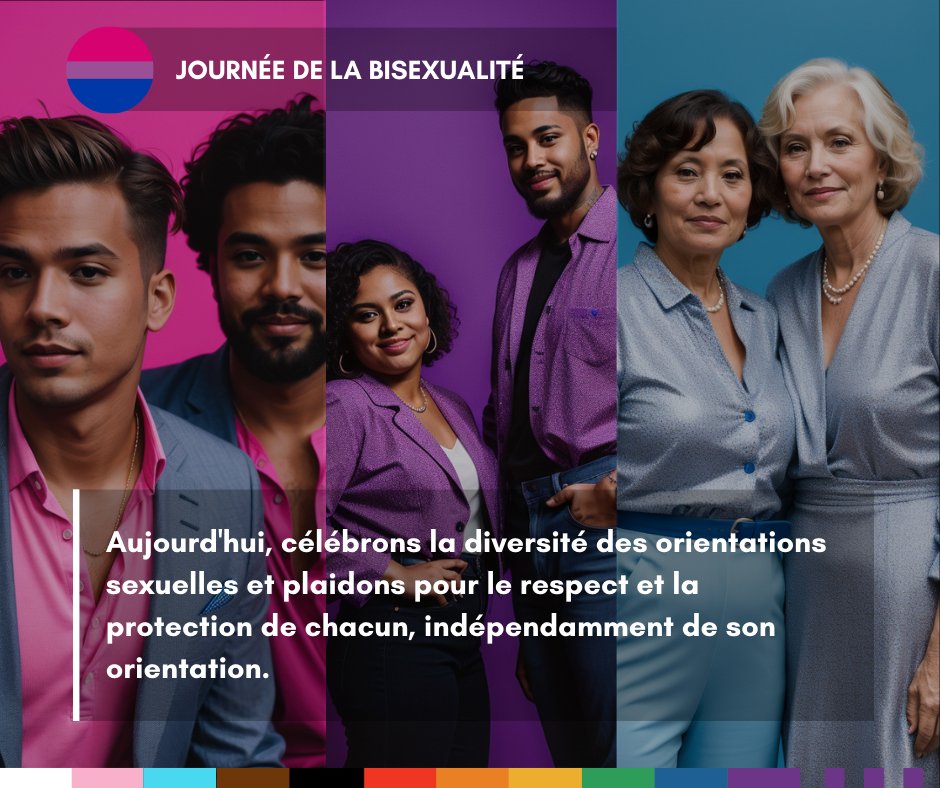 Célébrons la Journée de la Bisexualité en affirmant le respect pour toutes les orientations. La lutte contre la discrimination persiste, soulignant l'importance de renforcer les droits LGBTQ+. Engageons-nous pour l'égalité et l'inclusion de tous. #JournéeDeLaBisexualité #Égalité