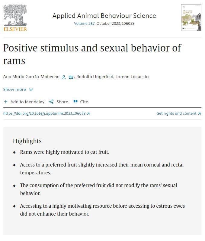appliedethology's tweet photo. #NewResearchAlert
"Positive stimulus and sexual behavior of rams" by A.M. García-Mahecha, R. Ungerfeld, L. Lacuesta. Get the article sharelink here: https://t.co/67y02cfeiQ

#Sexualbehaviour #Rambehaviour https://t.co/H6GH4dhswx
