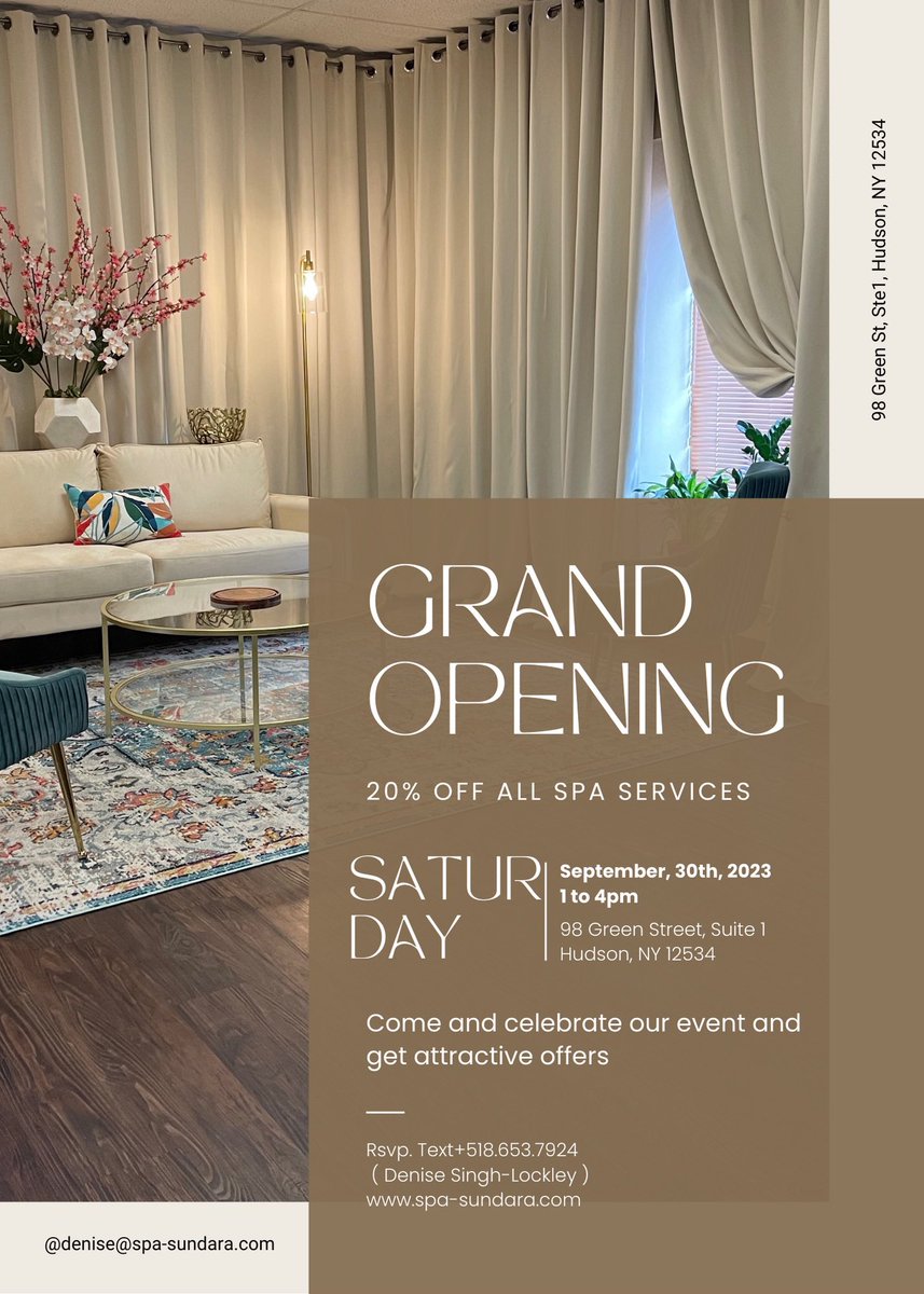 SPA_SUNDARA's tweet photo. SPA SUNDARA Grand Opening Saturday 9/30 (1 to 4pm).  If you’re in Hudson, NY pass by.  All welcome. https://t.co/YK8NsL0ZSI