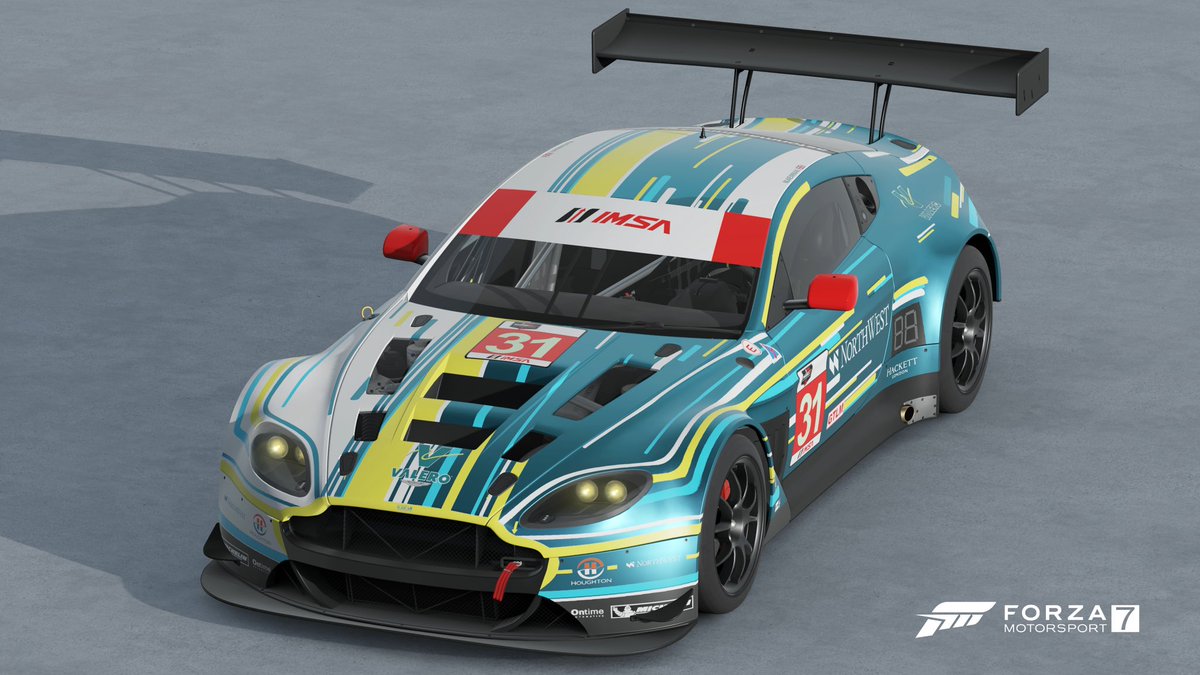 N340Nothelle's tweet photo. Recent livery request from @FightingFenix for the upcoming OPPO Petit Le Mans this weekend running the #31, using the Aston Vantage V12 GT3, based on the 2014 @northwestamr Daytona 24H car, I’ve also shared a #97 version based on the real life version of the GTE version #FM7Share https://t.co/zFLULE7AOK