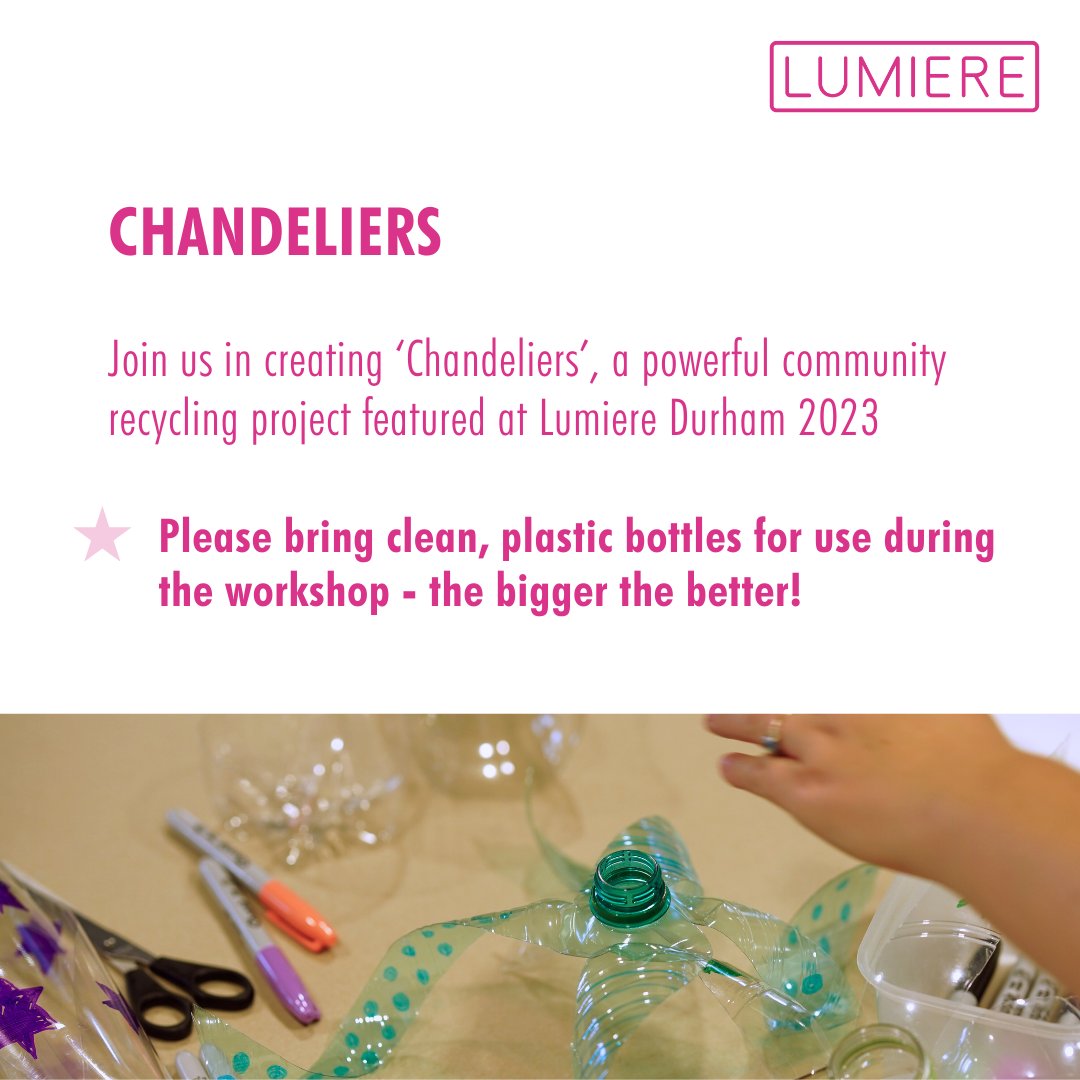 📢 𝗚𝗘𝗧 𝗜𝗡𝗩𝗢𝗟𝗩𝗘𝗗: We’re holding a series of #free workshops at selected County Durham Libraries, ahead of #LumiereDurham 2023. 🎨 

📅: 30 September

Participating Libraries:

⭐ Chester-le-Street: 10 - 12
⭐ Newton Hall: 10 - 12
⭐ Durham Clayport: 11 - 3