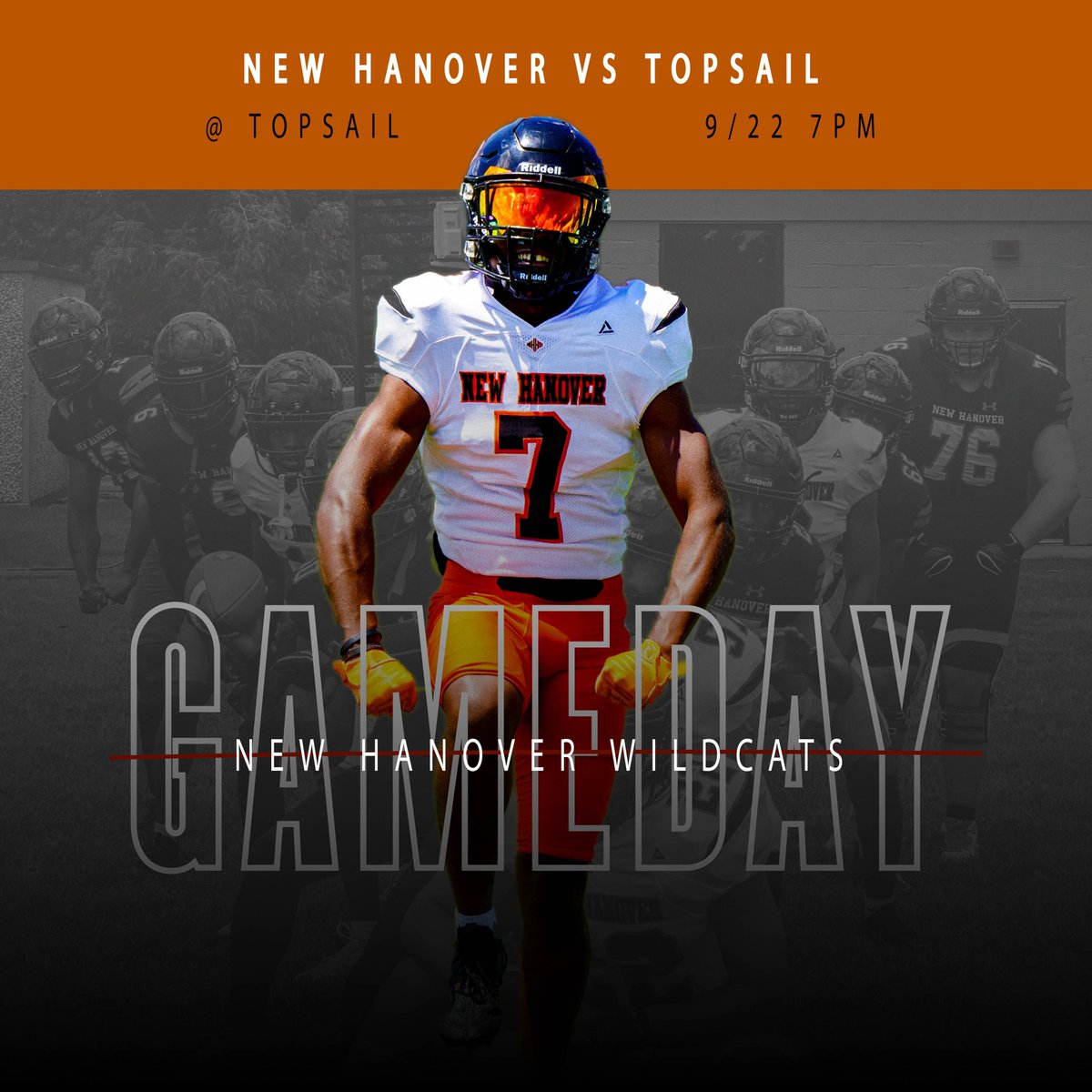 GAMEDAY 

🆚: Topsail
📍: Hampstead
⏰: 7:00 p.m.
💧: ⚫️⚪️🟠
#TNF #TNFonPrime