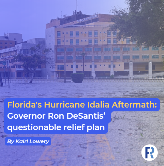 FlaReview's tweet photo. As #HurricaneIdalia ripped through the Sunshine State with 125 mph winds, several Floridians were left devastated. 

Read about Governor #DeSantis' relief plan and more at our website: https://t.co/IDE9FCE9QC https://t.co/HWMug1Cwyw