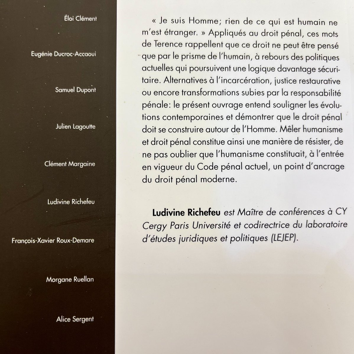 Les Actes du IVe Congrès des jeunes pénalistes de l’AFDP sont publiés : quelle joie ! 
Un grand merci aux éditions Mare et Martin, à l’ensemble des contributeurs et contributrices, et à <a href="/EvanRaschel/">Evan Raschel</a> pour l’aide si précieuse qu’il m’a apportée dans l’organisation de ce colloque.