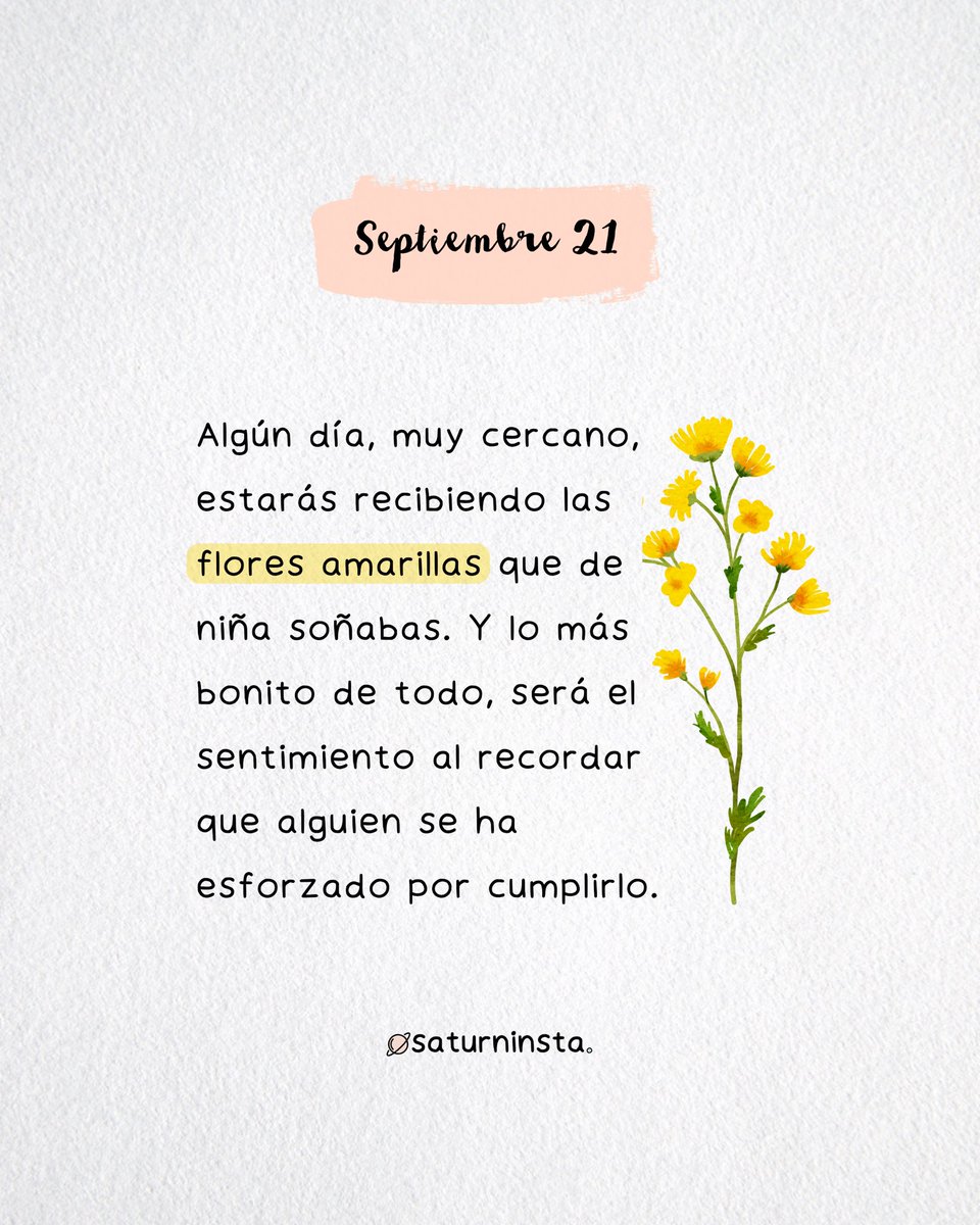 saturninsta's tweet photo. Se dice que si te regalan flores amarillas el 21 de setiembre significa que la persona que te lo obsequió quiere pasar el resto de su vida a tu lado y está dispuesta a amarte sin condición alguna, es una promesa que la persona que te lo regala esta dispuesta a cumplir. 💛 https://t.co/iRiHjMaLwy