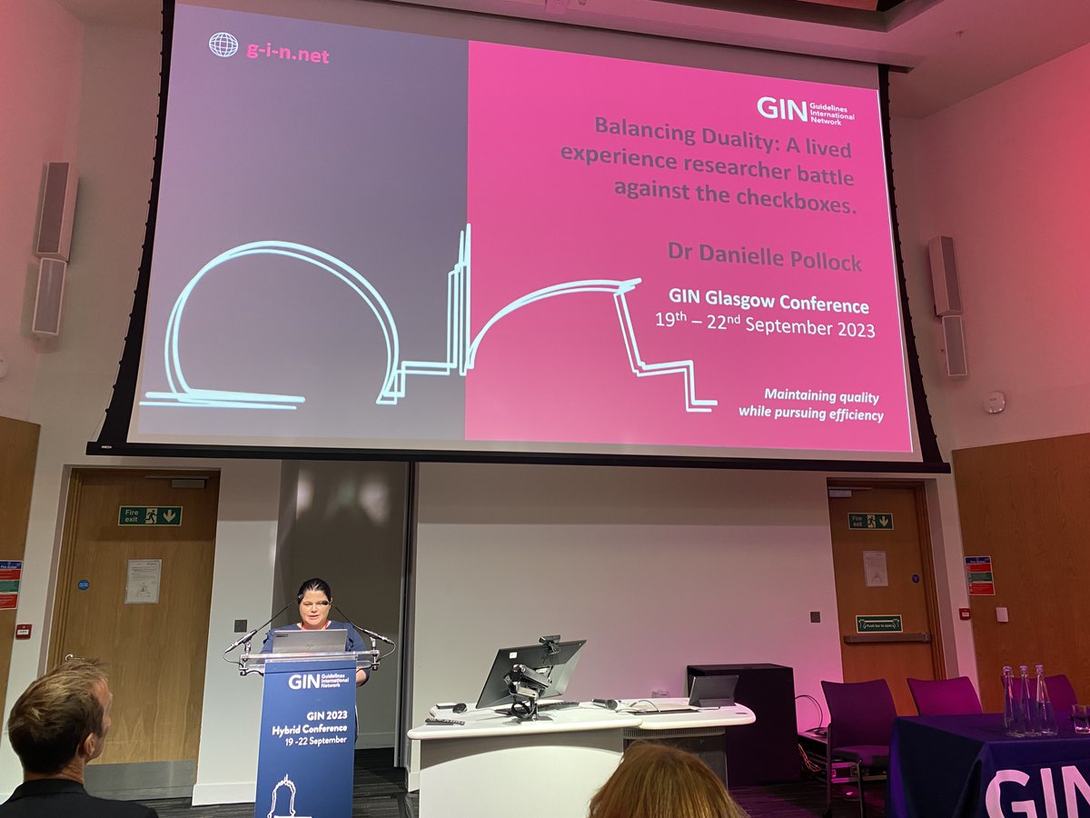 Inspiring presentation from <a href="/Daniellep89/">Dr Danielle Pollock</a>, Vice-Chair of GIN ANZ about being a lived experience researcher. 
We all have more than one 'role' - how can we stop trying to put everyone into a box?
#GIN2023Glasgow
