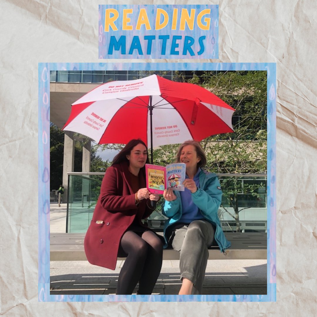 To close out the launch week of @KidsBooksIrel's #ReadingMatters Reading Guide here is Deirdre and Katie from our Children's Services Section recreating the cover while having a browse and a brainstorm! ☔️📚✨