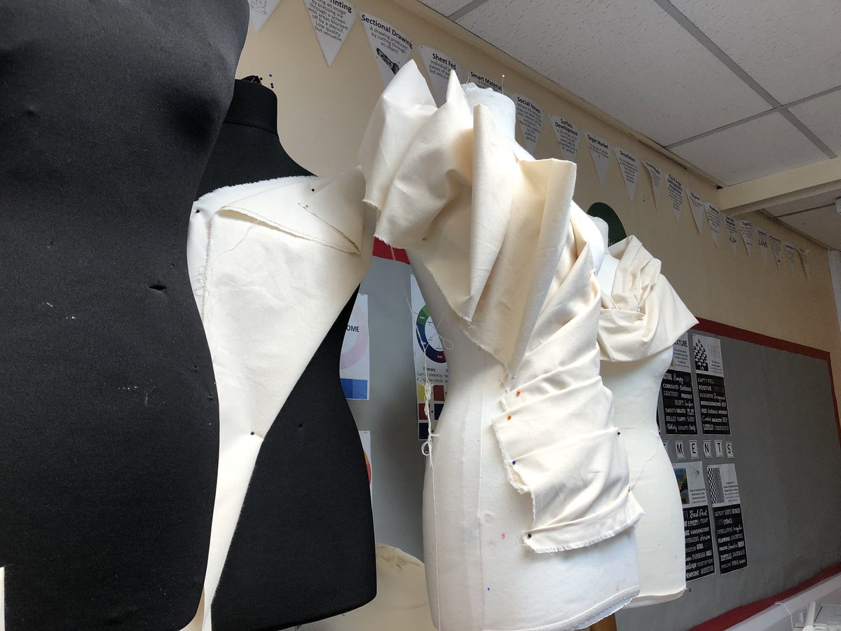 Year12 Textile Design students showing off modelling and toileing on the stand skills #Textiles #shelleycollege #proud
