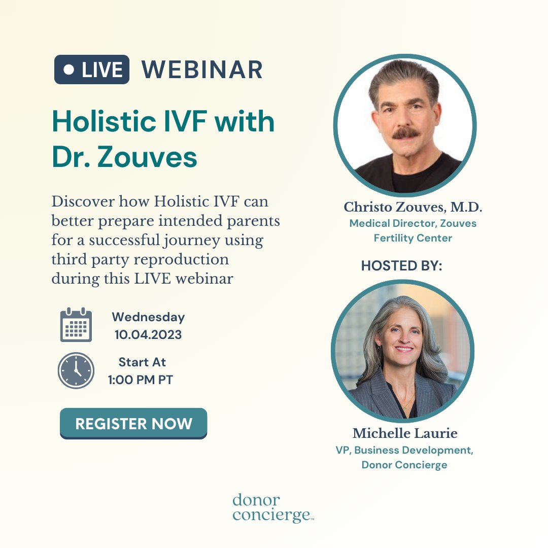 Donor Concierge (@donorconcierge) on Twitter photo Join us in conversation with renowned fertility expert, Dr. Christo Zouves from <a href="/ZouvesFertility/">ZFC Fertility</a> his October 4th at 1:00 PM PT! 👏
Find out what you can do to optimize your health for successful fertility treatment using mind/body techniques
Register: eventbrite.com/e/holistic-ivf… Join us in conversation with renowned fertility expert, Dr. Christo Zouves from <a href="/ZouvesFertility/">ZFC Fertility</a> his October 4th at 1:00 PM PT! 👏
Find out what you can do to optimize your health for successful fertility treatment using mind/body techniques
Register: eventbrite.com/e/holistic-ivf…