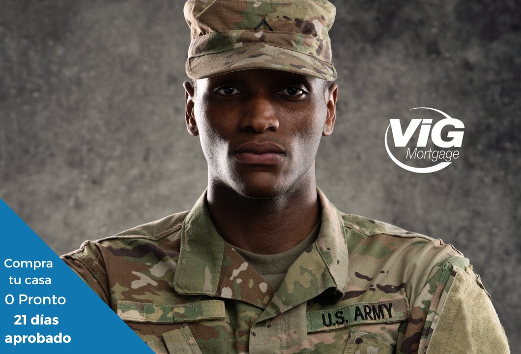 ¿Perteneces o perteneciste a las Fuerzas Armadas de EUA?  Compra tu casa 100% financiada <a href="/VIGMortgage/">VIG Mortgage Bank</a>