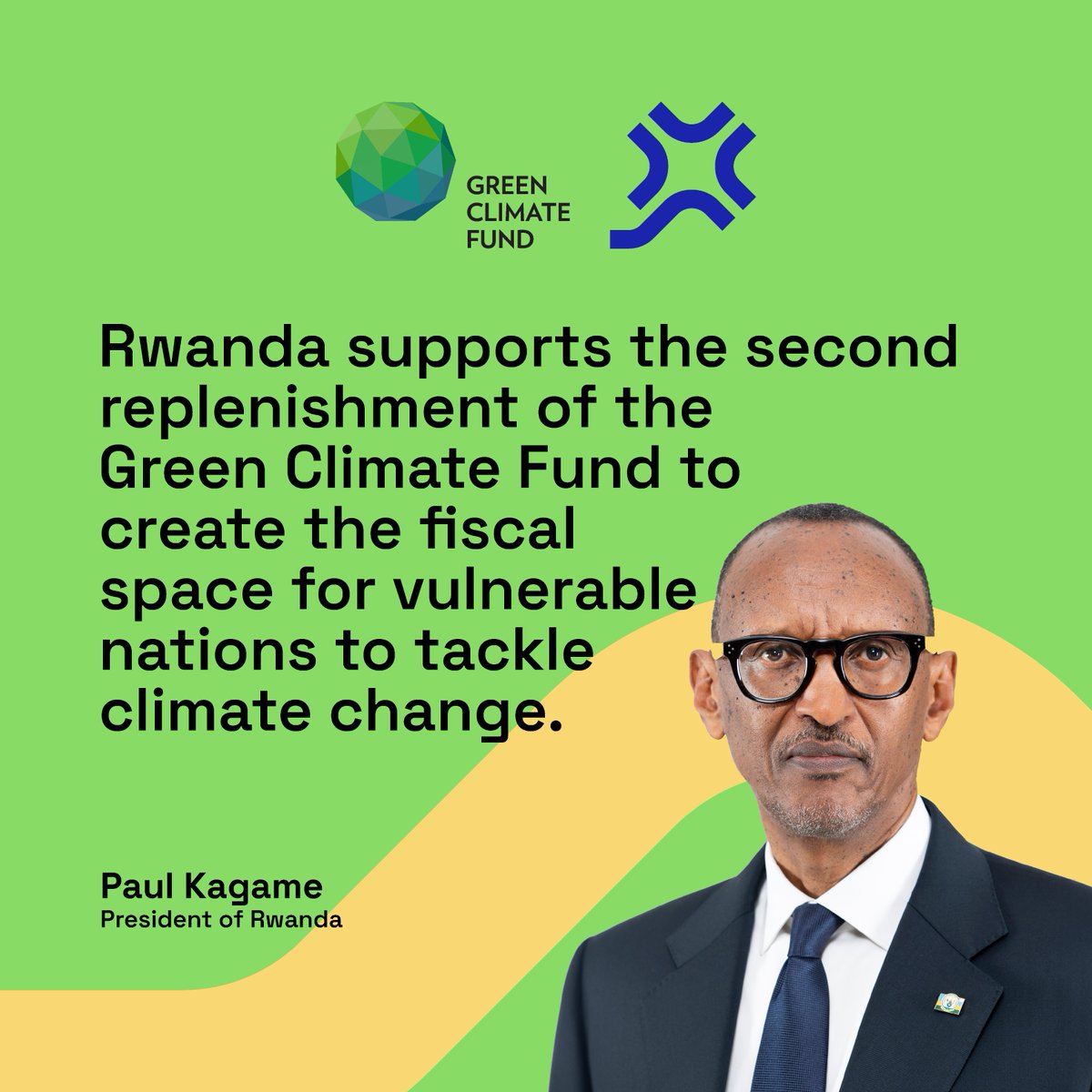 Thank you 🇷🇼 President <a href="/PaulKagame/">Paul Kagame</a> for advocating GCF's replenishment at #UNGA. We welcome this strong support and climate leadership as we approach the GCF Pledging Conference in October. g.cf/2replenishment <a href="/UrugwiroVillage/">Presidency | Rwanda</a> <a href="/EnvironmentRw/">Ministry of Environment - Rwanda</a> #InspireMoreClimateAction