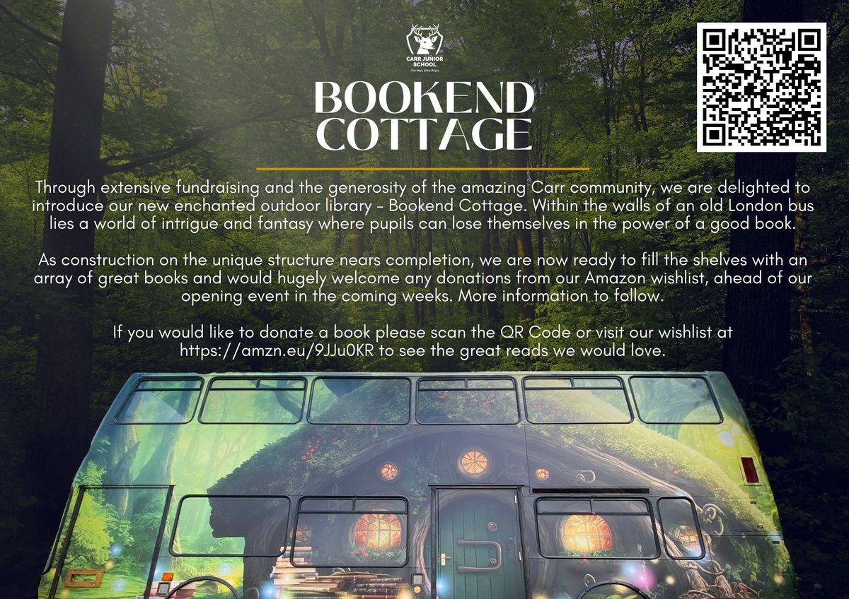 We are so excited as our new library is nearly finished! We would love to fill our shelves with great books - if you, or someone you know, would like to help, please click here ➡️ amzn.eu/9JJu0KR

#bookendcottage #carrjuniorschool #curious #community #reading #lovetoread