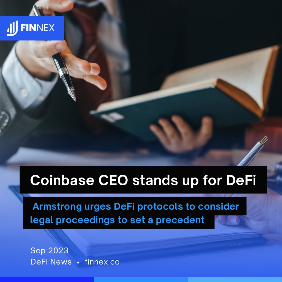 finnexofficial's tweet photo. Coinbase CEO Brian Armstrong has urged DeFi protocols to consider legal proceedings in court to set a precedent.
Explore your DeFi journey securely with FINNEX, one of the few licensed and regulated #DeFi lending platforms in the world! FINNEX is officially licensed by Dubai SCA. https://t.co/2GFpMeG4lj