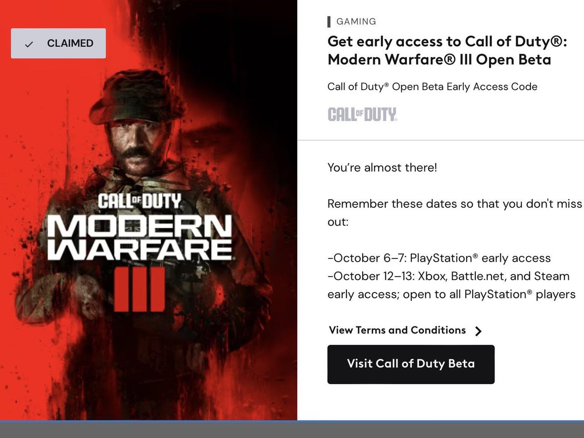 charlieINTEL's tweet photo. Xfinity US Customers — visit the Rewards section of your Xfinity account to get a free Modern Warfare 3 Beta Code https://t.co/JerVlhej8o