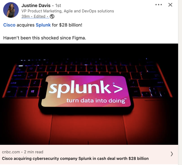 Gmfdsr's tweet photo. El mercado IT sigue en efervescencia tanto en el mundo @Atlassian como en el general (aunque también es un cliente Atlassian) #Splunk #Cisco #Appfire #Qotilabs @M_A https://t.co/iufsk7rIhD