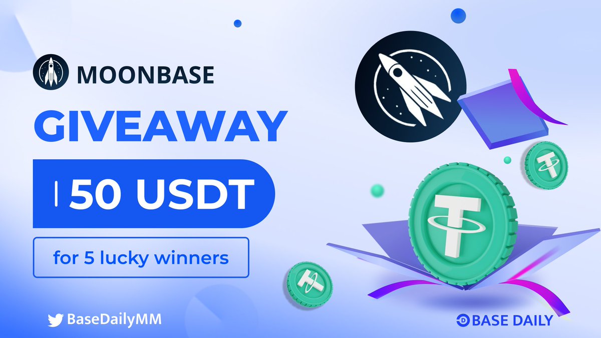 JuliaFurquim's tweet photo. 🎉 GIVEAWAY - Base Daily x MoonBase

🎁 50 USDT for 5 lucky winners

1️⃣ Follow @BaseDailyMM + @moonbase_fi
2️⃣ Like, Retweet and Tag 3+ friends this post 
3️⃣ Join: https://t.co/1RmzKphbVQ
4️⃣ Comment your wallet 👇

#Giveaway #BuildOnBase https://t.co/DW9dKpgvCL