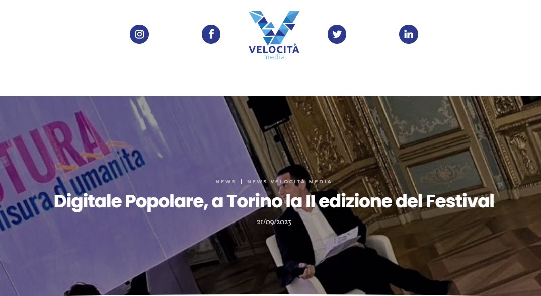 Al link in basso tutti gli ospiti della II edizione del Festival del #digitalepopolare (6, 7 e 8 ott).
"Futura, a misura d'umanità": questo il claim, per sottolineare la centralità, sempre e comunque, della persona umana, anche nell'epoca del virtuale.
velocitamedia.it/digitale-popol…