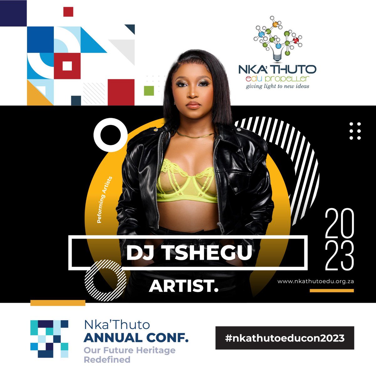 Prepare to be enchanted! 🌟 In a mere 3 days, DJ Tshegu will grace our stage at the Nka'Thuto Edu Propeller Conference. Brace yourselves for an unparalleled fusion of music and knowledge on the 24th of September! This is an event you won't want to miss! #nkathutoeducon2023 💃🏽