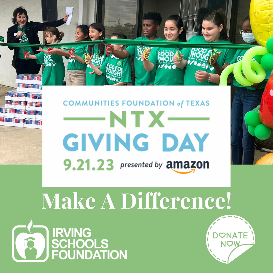 🎉 TODAY is #NTXGivingDay2023! From food, school supplies, grants, and scholarships - we are here to meet every single need that our students and teachers have! 💙💛💚 

⭐ Let's make a difference together! Visit this page to donate 👇 northtexasgivingday.org/organization/I…