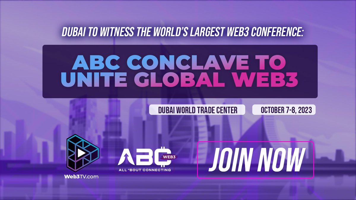 itsPinoyWeb3TV's tweet photo. 🌐 Join the Global Conversation at @abc_conclave 2023! 🚀

🗓️ Date: Oct 7-8, 2023 📍 Venue: Dubai World Trade Centre, UAE
🎟️ Get Early Bird tickets with code "ABCSPL30" for 30% off! Limited time offer. 🐦💸
https://t.co/v3xZifTa3r

 #ABCWeb3 #ABCDXB #Crypto #Blockchain #Web3 https://t.co/3P2Oa9q4hP