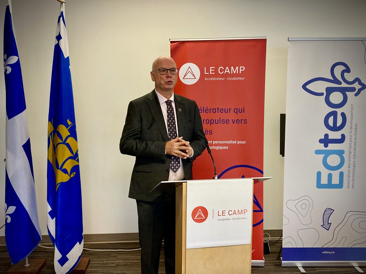 L’innovation numérique en éducation a l’immense potentiel de mieux soutenir la réussite des étudiants. Heureuse d’avoir participé, avec <a href="/MarioAsselin/">Mario Asselin</a>, à l’annonce du partenariat entre <a href="/AssoEDTEQ/">Association EDTEQ</a> et l’incubateur d’entreprises tech. <a href="/lecampquebec/">LE CAMP</a>. Une collaboration prometteuse!