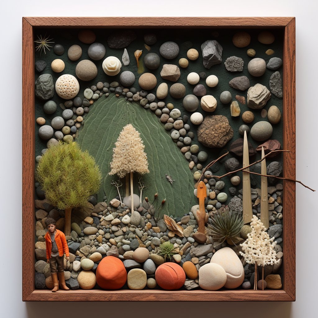 GM #aiart friends! Playing with some pebble art. Let me see any pebble art creations you’ve made.