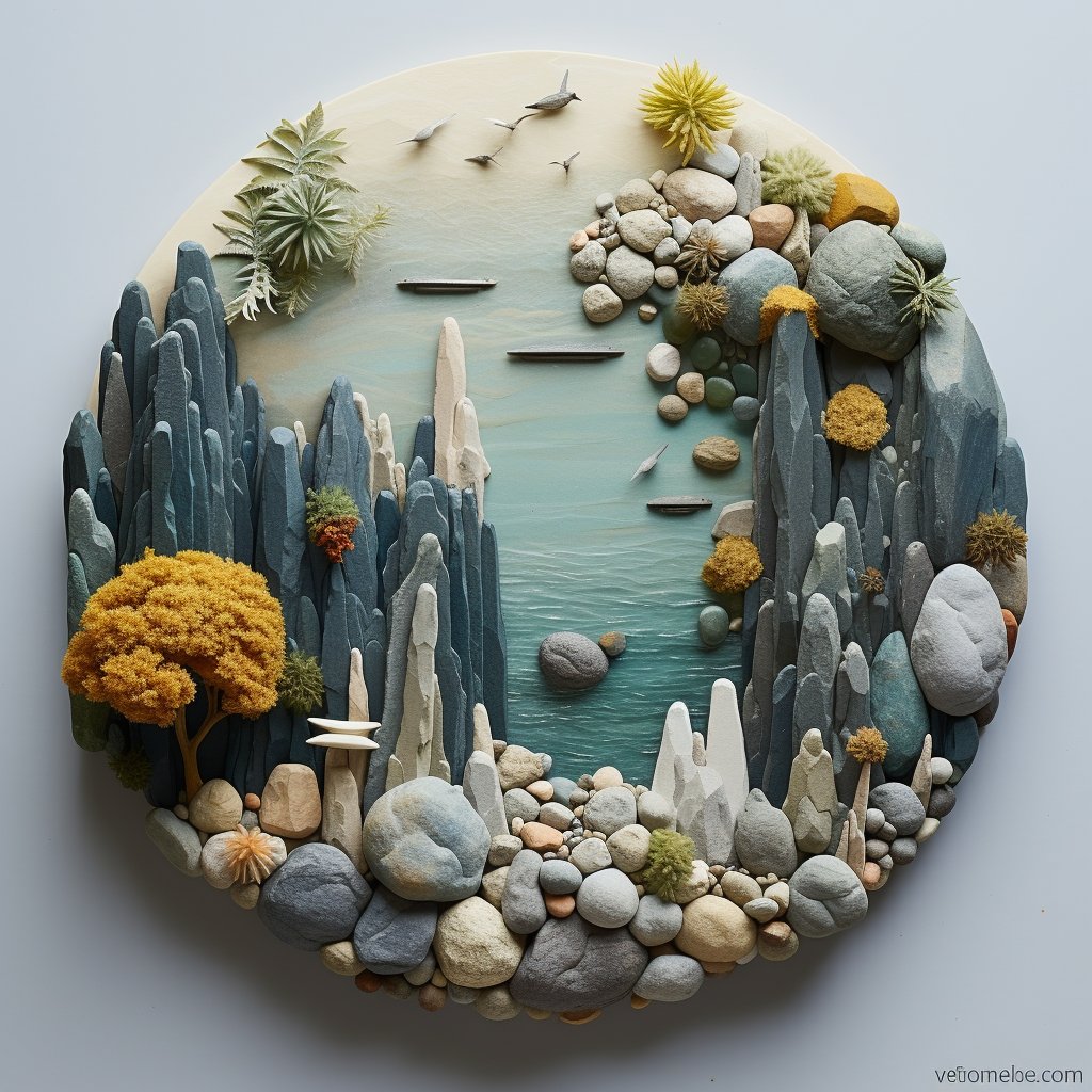 DARAiStarsAlign's tweet photo. GM #aiart friends! Playing with some pebble art. Let me see any pebble art creations you’ve made. https://t.co/yUAQJxAyuy