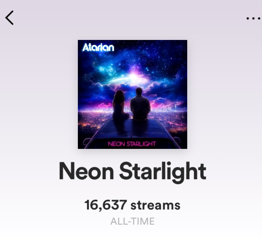 Atarian (@atarianmusic) on Twitter photo Since my first release, I've hit some milestones! 16,000 streams, 500 followers, and 3,000 monthly listeners! Huge thanks to my friends <a href="/MidnightFury_/">Midnight Fury</a>, <a href="/RNashMusic/">Russell Nash</a> and @FonzTramontano for their support And to the amazing @Synthwave83 for including me in her awesome playlist! Since my first release, I've hit some milestones! 16,000 streams, 500 followers, and 3,000 monthly listeners! Huge thanks to my friends <a href="/MidnightFury_/">Midnight Fury</a>, <a href="/RNashMusic/">Russell Nash</a> and @FonzTramontano for their support And to the amazing @Synthwave83 for including me in her awesome playlist!