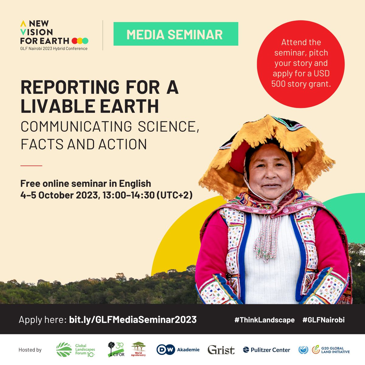 GlobalLF's tweet image. ✍️ Calling all journalists &amp;amp; media professionals!

Join leading minds of the media field for this online seminar on how to cover the climate &amp;amp; #biodiversity crises, and highlight the solutions needed for a sustainable future.

Apply now: bit.ly/GLFMediaSemina…

#ThinkLandscape