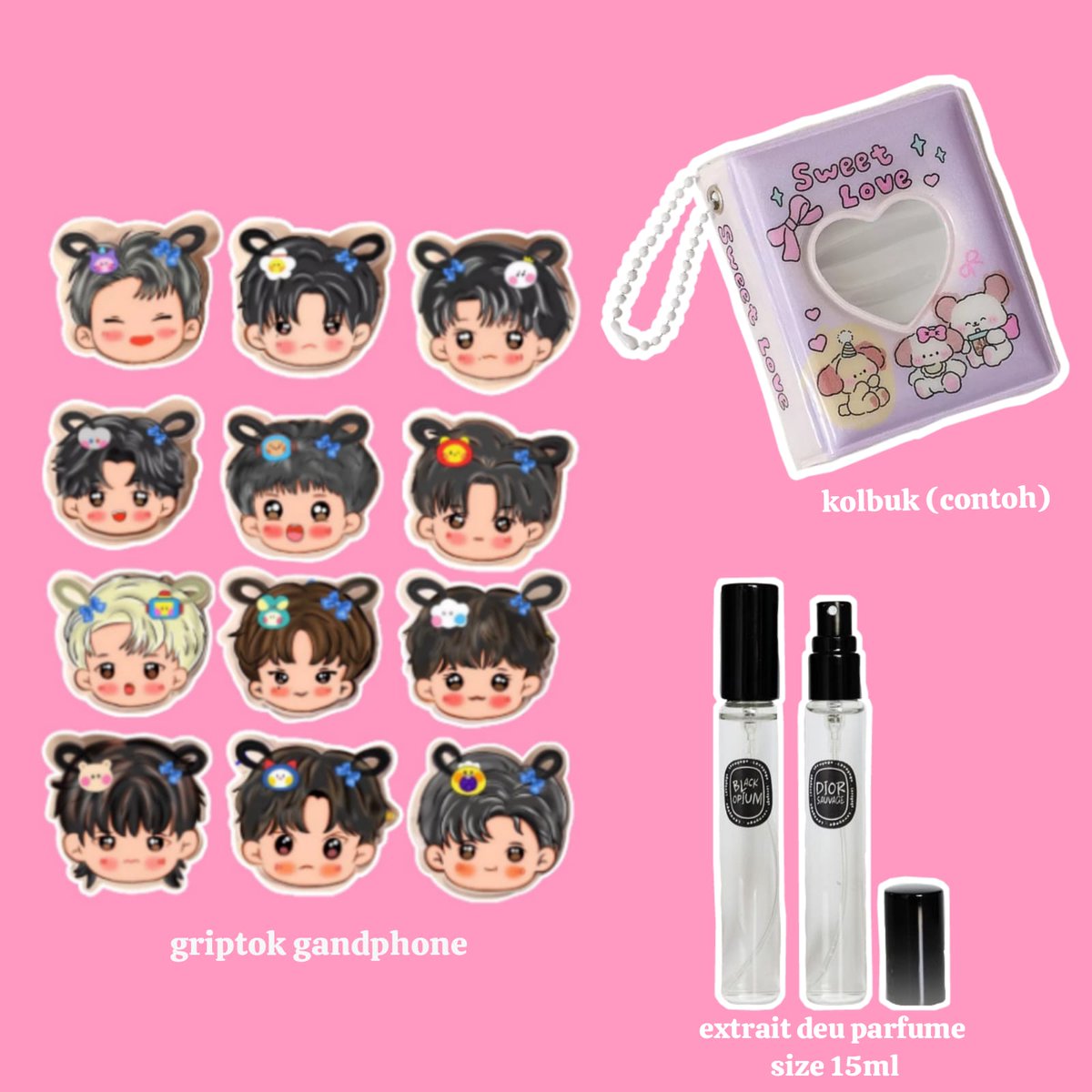 GA TIME!! 
(KARNA JAEHYUK UPDET DAN BIKIN GUE MAKIN JADI ORGILLL) 

for 1 winner

• kolbuk ( dapet random ya, ga sesuai foto) 
• parfume for her size 15ml 2pcs 
• griptok random 1pcs 

rules follow + rt + like 

and tba!