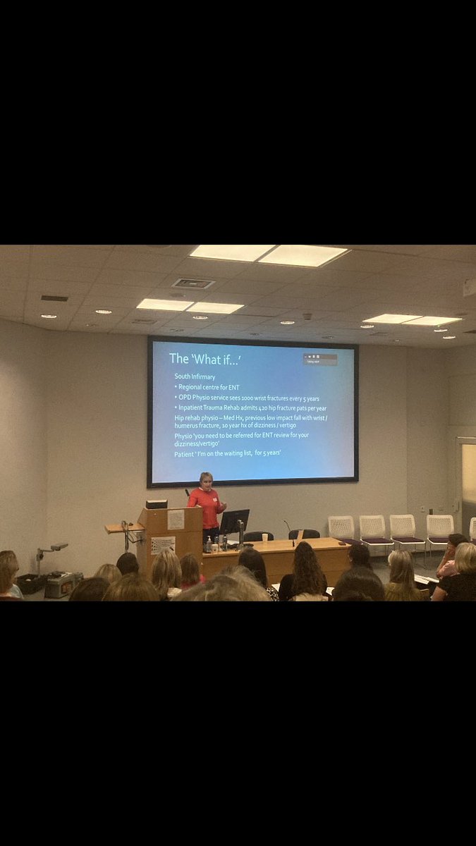 maire_ring's tweet photo. Incredible presentation by Breda Kenny, Physiotherapy Manager @SIVUH showcasing the audiology/vestibular clinic in @SIVUH, a hugely sucessful national ENT waitlist initiative @HSCPsSVUH @WeHSCPs @SIVUH @JackieAReed https://t.co/tULYS8EK8R