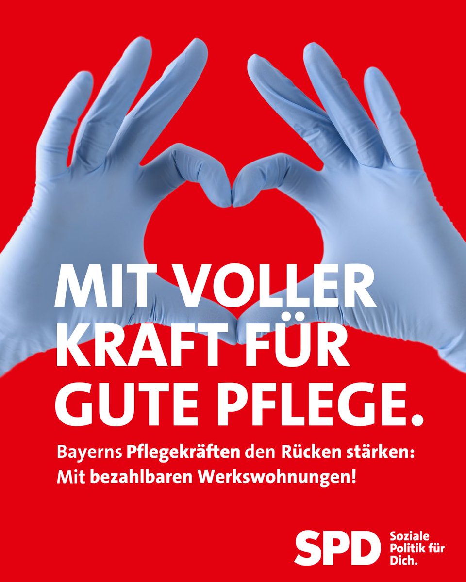 BayernSPD's tweet photo. Wir machen uns stark für Bayerns Pflegekräfte! In vielen Teilen Bayerns können sich Pflegekräfte kaum Wohnungen leisten. Wir wollen dieses Problem lösen, indem wir Krankenhäusern und Pflegeheimen Fördergelder zur Verfügung stellen, damit sie bezahlbare Werkswohnungen bauen können!