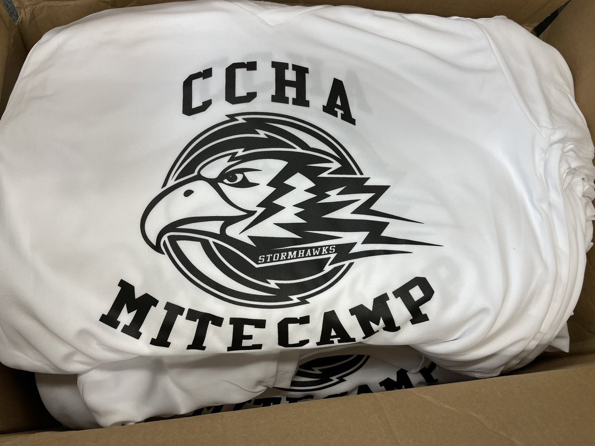 ApparelEth's tweet image. A run of 160 practice jerseys heading out to the CCHA mite camp!

#screenprinting #customlogodesign