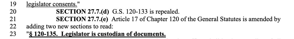 NCOpenGov's tweet photo. Another major blow to the public records act, a repeal of NCGS 120-133, which gives access to legislative records and communications related to redistricting. The public currently has access to redistricting info as soon as a map becomes law. No more. https://t.co/DBu66pe4Ew https://t.co/rRcldNVUJC