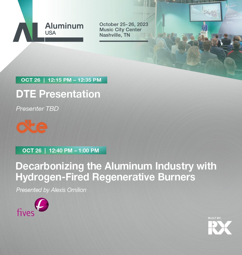 Join us for ALUMINUM USA 2023 Conference Sessions! Learn about the latest aluminum advances that are transforming the industry. Join DTE and <a href="/fivesgroup/">Fives</a> to discover new technologies, and perspectives from industry leaders. Learn more: bit.ly/3LtTkYE #ALUMINUMUSA #RXUSA
