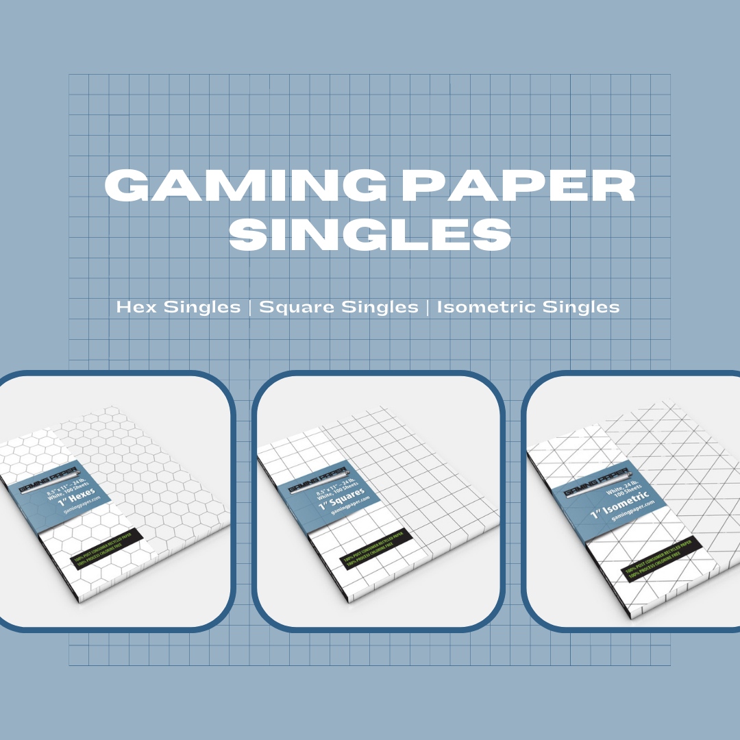 We originally started Gaming Paper with big rolls of paper, but our loyal customers had a key request: single, printable sheets. We listened, and Gaming Paper Singles hit the shop! 📄

These Singles come in a variety of options. Shop now here: l8r.it/lb9Z