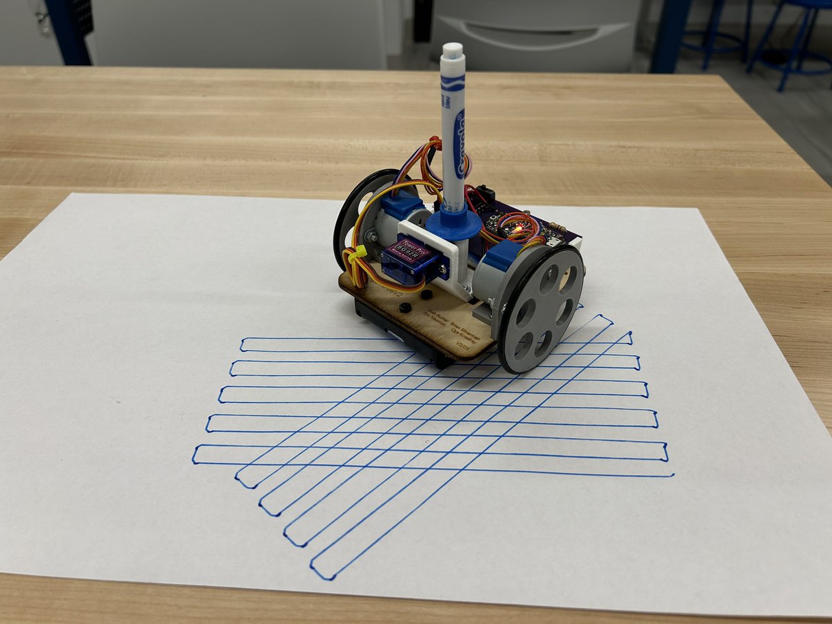 joshburker's tweet photo. Class VII Creative Technology students @MarymountNY are #programming LogoTurtle #robots to draw designs they create using just straight lines. #art #math https://t.co/Lw9oopUgzn