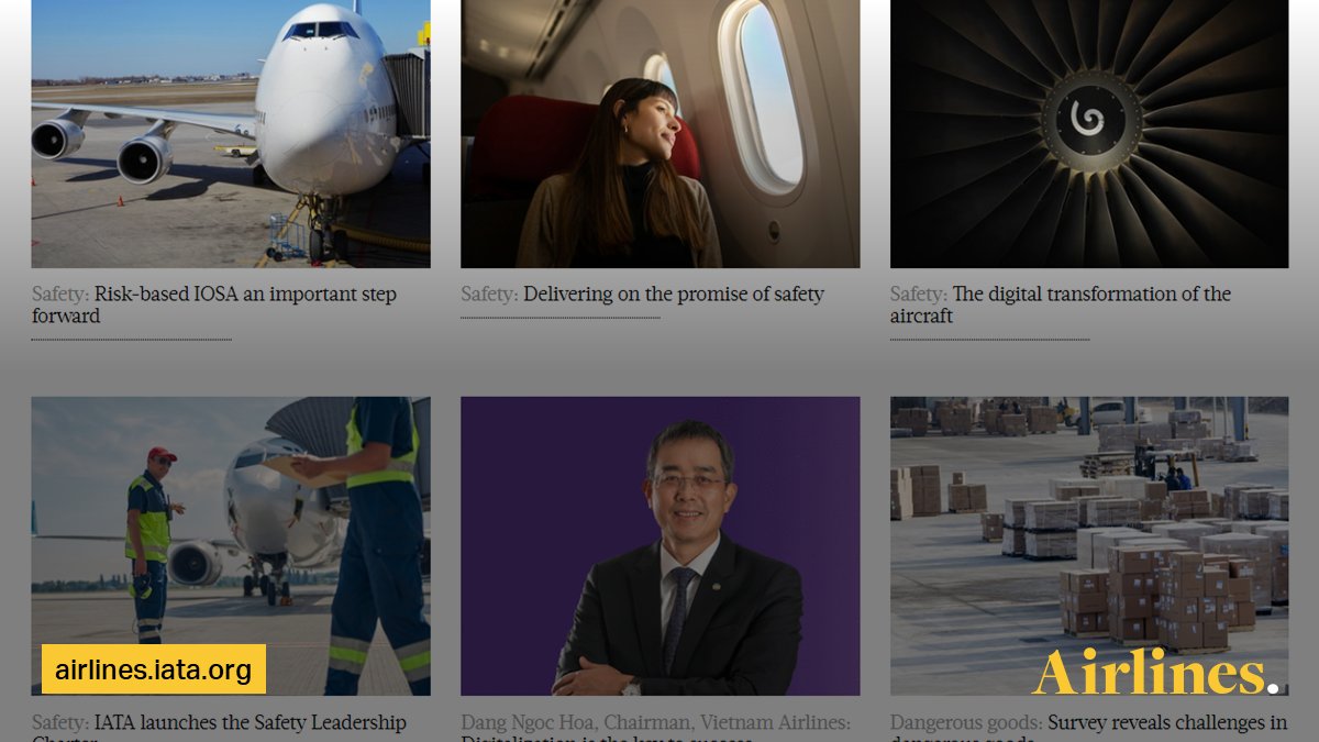 IATA's tweet image. The 2023 edition of IATA&apos;s main conference around #safety, operations and infrastructure has now concluded. 

But you can still access #IATAWSOC topics through the special edition of the #airlines magazine website ⬇️ 

airlines.iata.org/events/wsoc