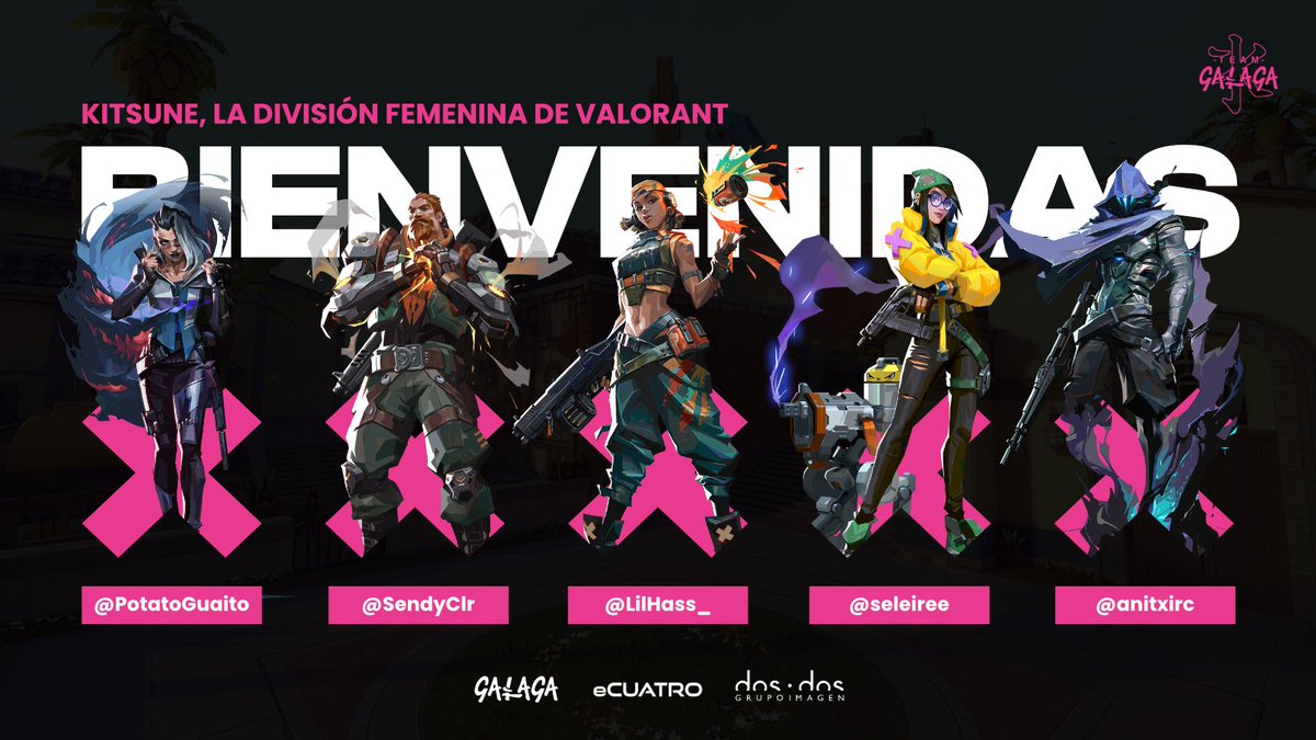 Team Galaga (@teamgalaga) on Twitter photo Las Kιƚʂυɳҽ vuelven al bosque. 🦊 Presentamos el roster con el que nuestras muchachas vuelven a la arena listas para la batalla.
⚔️ <a href="/PotatoGuiato/">Pøtato</a>
🛡️ <a href="/SendyClr/">ʚ Sendy ɞ</a>
🤖 <a href="/LilHass__/">GG lilhass</a>
🗺️ <a href="/seleiree/">𝓈𝑒𝓁𝑒𝒾𝓇𝑒 ˚ ༘♡ ⋆。˚</a>
🌑 <a href="/anitxirc/">Ani🌸</a>
¡RUIDO PARA ELLAS! 🚀🚀 Las Kιƚʂυɳҽ vuelven al bosque. 🦊 Presentamos el roster con el que nuestras muchachas vuelven a la arena listas para la batalla.
⚔️ <a href="/PotatoGuiato/">Pøtato</a>
🛡️ <a href="/SendyClr/">ʚ Sendy ɞ</a>
🤖 <a href="/LilHass__/">GG lilhass</a>
🗺️ <a href="/seleiree/">𝓈𝑒𝓁𝑒𝒾𝓇𝑒 ˚ ༘♡ ⋆。˚</a>
🌑 <a href="/anitxirc/">Ani🌸</a>
¡RUIDO PARA ELLAS! 🚀🚀