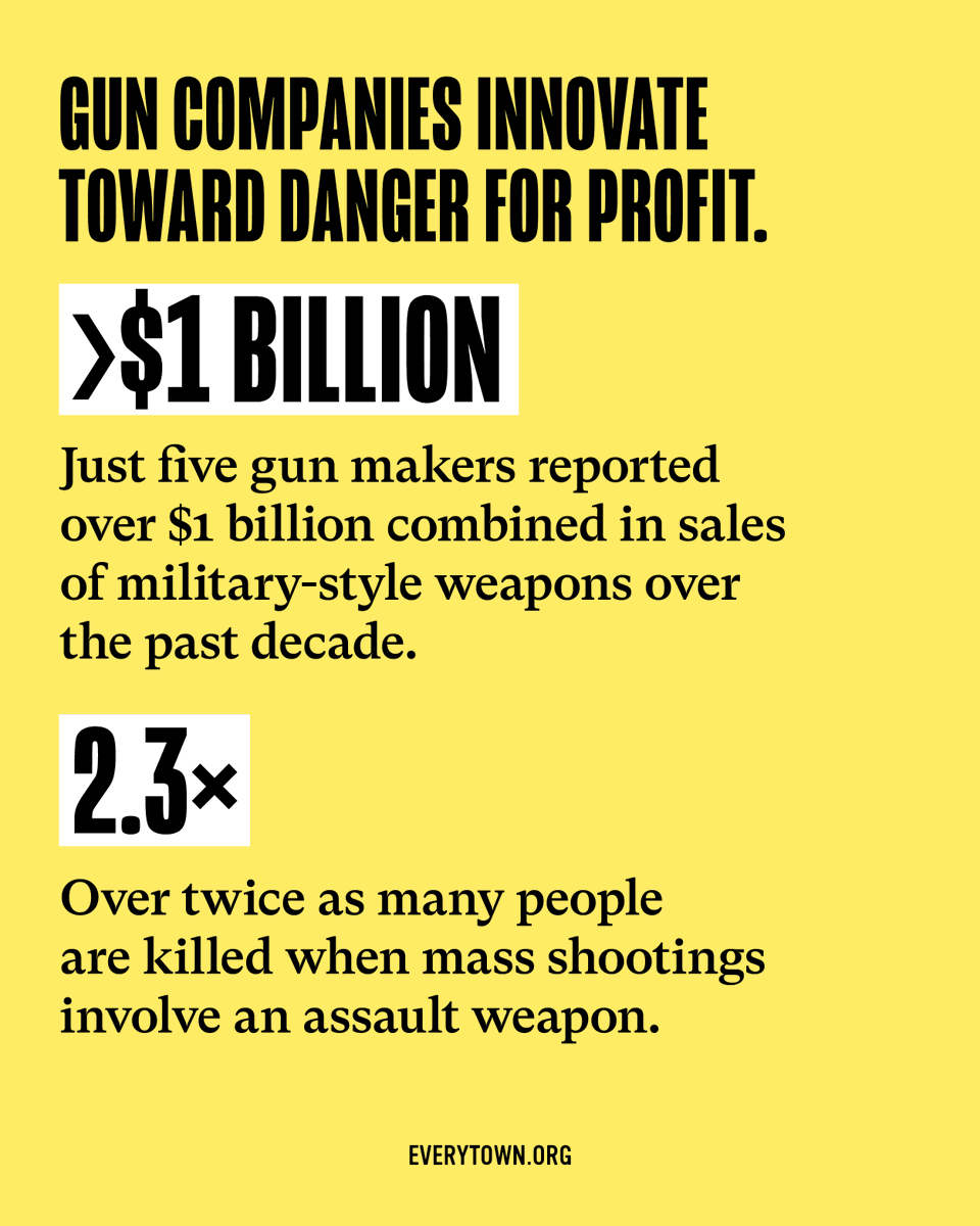 Everytown's tweet image. The gun industry shouldn’t be able to disregard the devastation its products cause.

Just how bad are gun companies’ increasingly deadly products, supply chain cracks, and toxic marketing? 

See for yourself: smokinggun.org