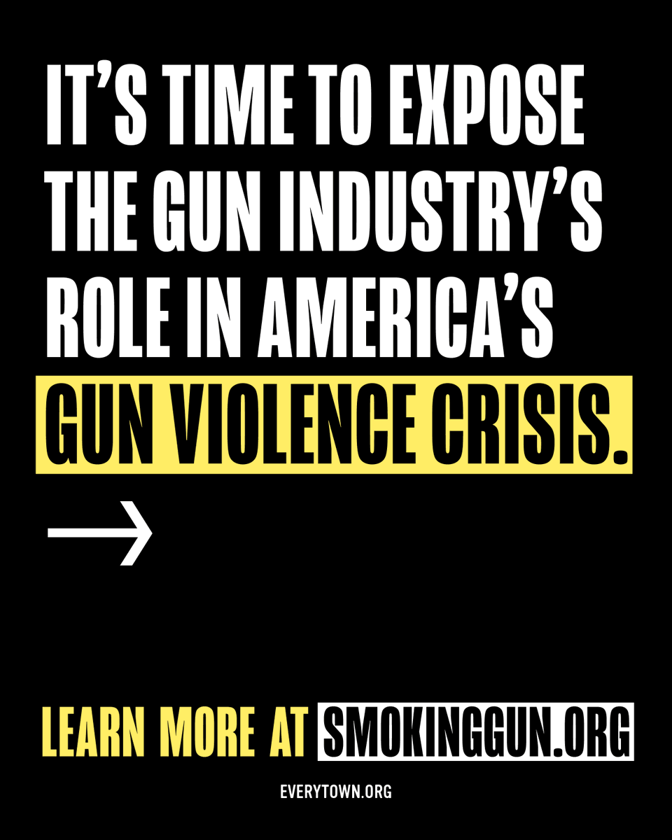 Everytown's tweet image. The gun industry shouldn’t be able to disregard the devastation its products cause.

Just how bad are gun companies’ increasingly deadly products, supply chain cracks, and toxic marketing? 

See for yourself: smokinggun.org